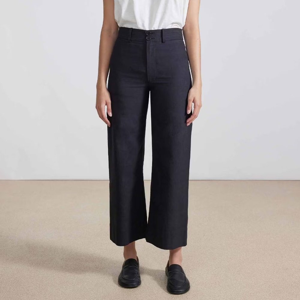 Apiece Apart Black Merida Pants - Cropped Wide Leg